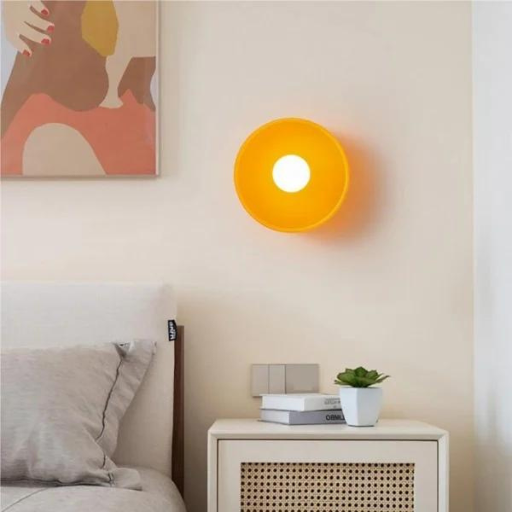 Olive Glass Disc Ceiling And Wall Light With Central Globe