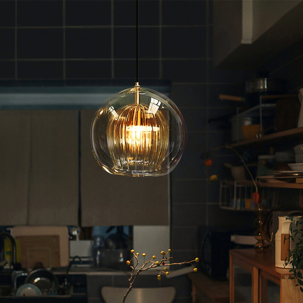 Ribbed Glass Drop Pendant Light for Soft Ambient Interior Lighting