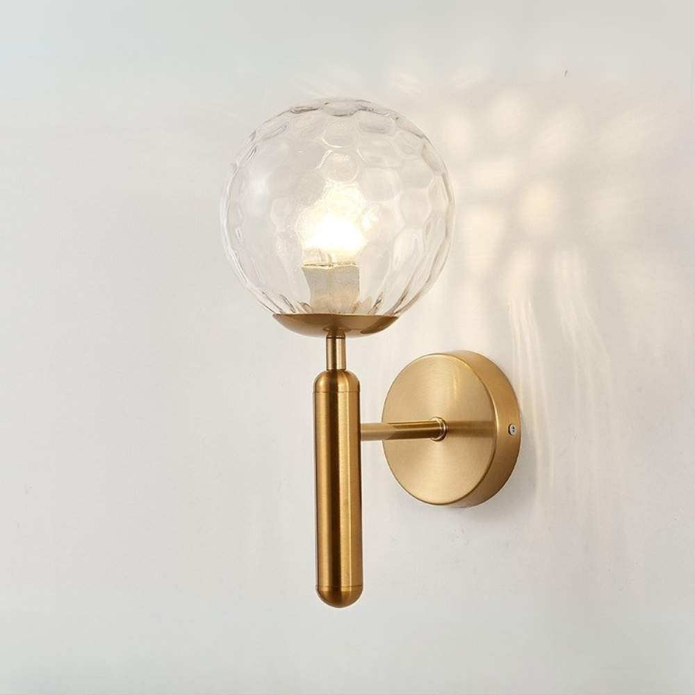Aesthetic Nordic Sphere Wall Lamp Opal Glass Iron Lighting Fixture