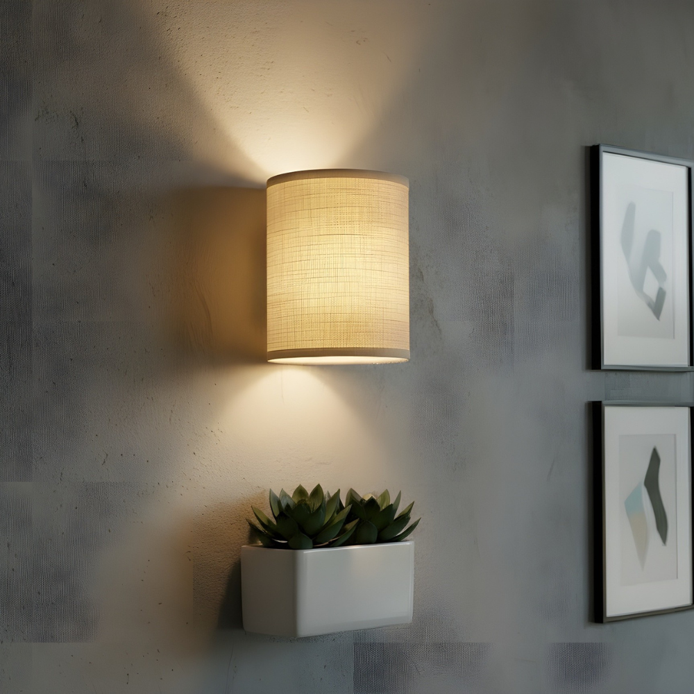 Pair of Fabric Wall Sconces for Upward and Downward Ambient Lighting