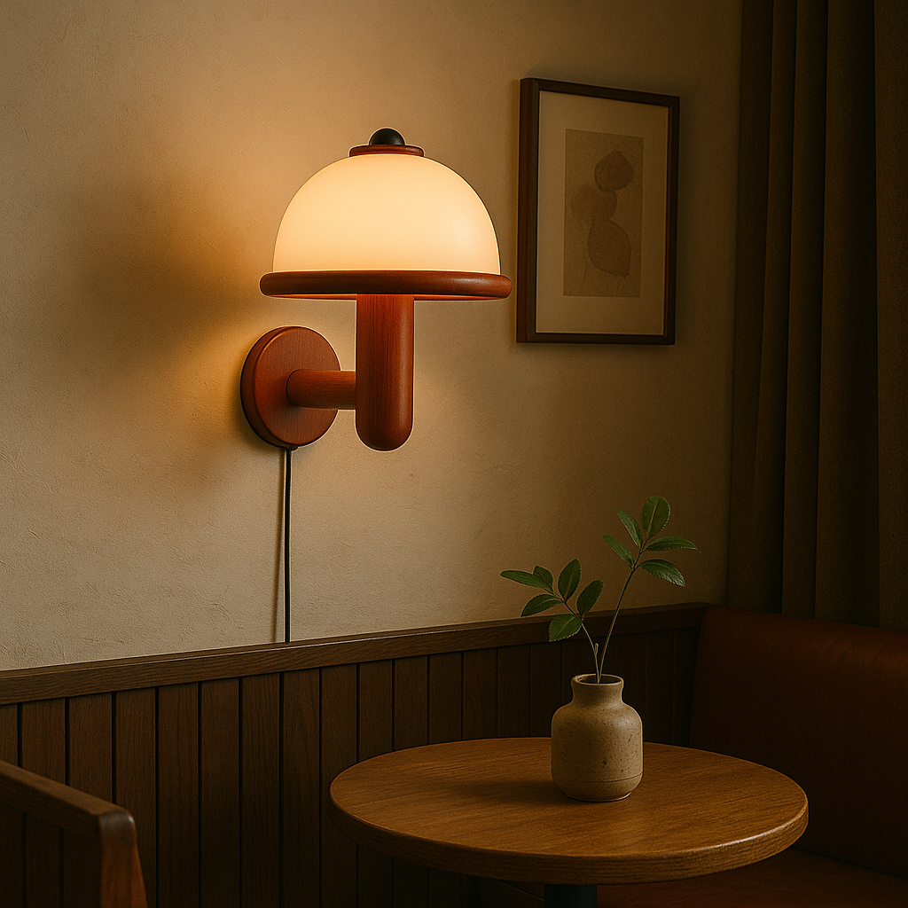 Oak Wood Mushroom Wall Lamp Plug In Ambient Lighting 国产成人