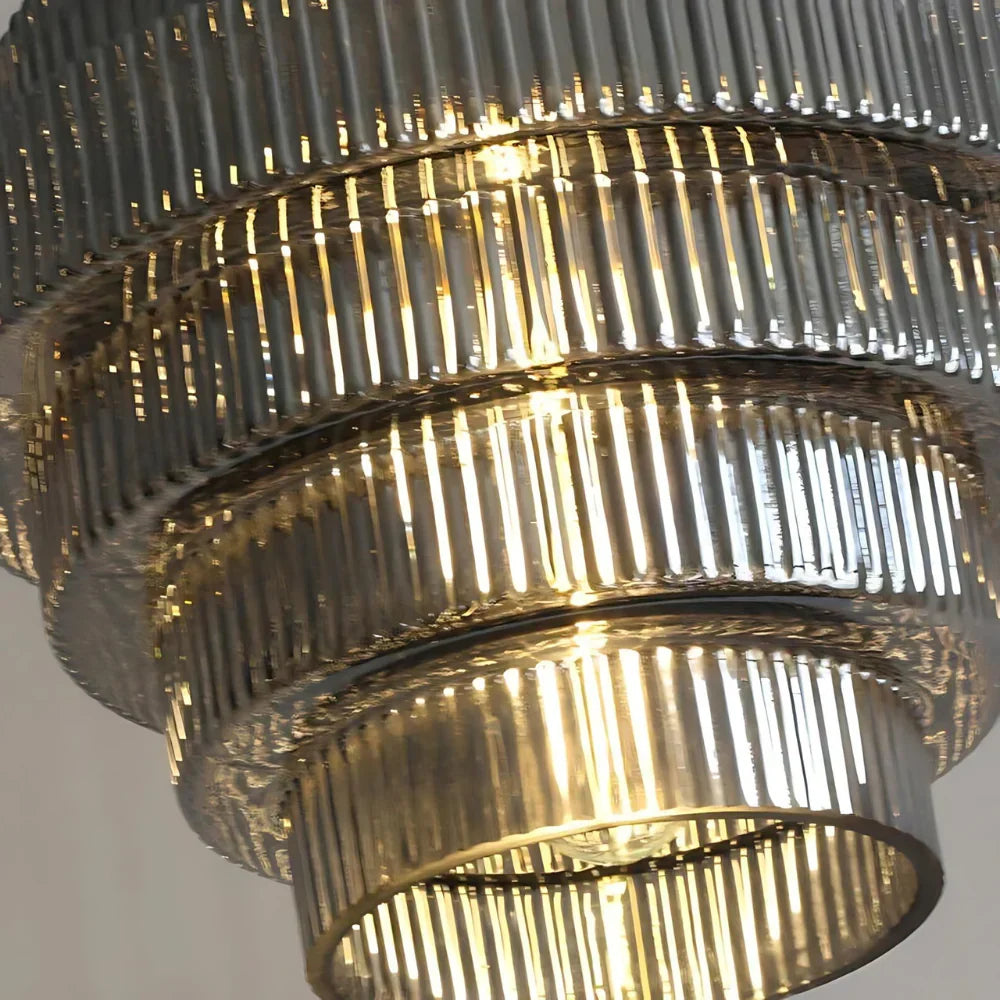 Vintage Tiered Glass Pendant Light With E27 LED Bulb Socket
