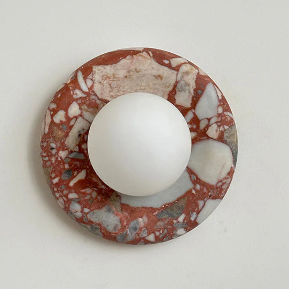 Marble Wall Sconce With Glass Globe for Indoor LED Lighting