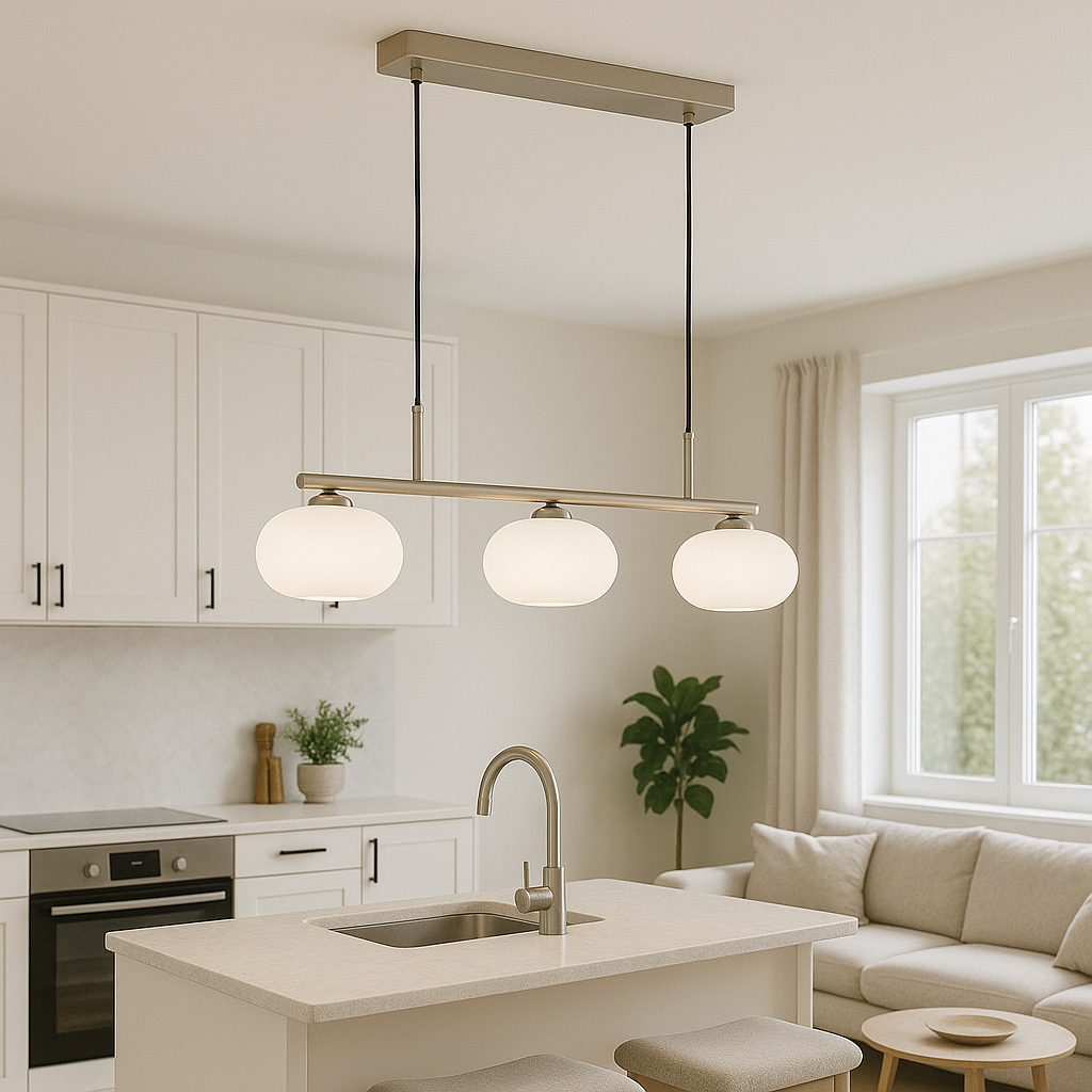 Modern 3-Light Bauhaus Linear Island Pendant Light for Even Illumination