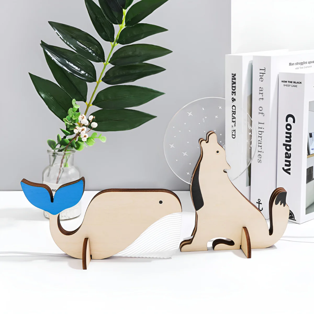 Nordic Wooden Animal LED Table Lamp for Ambient Lighting