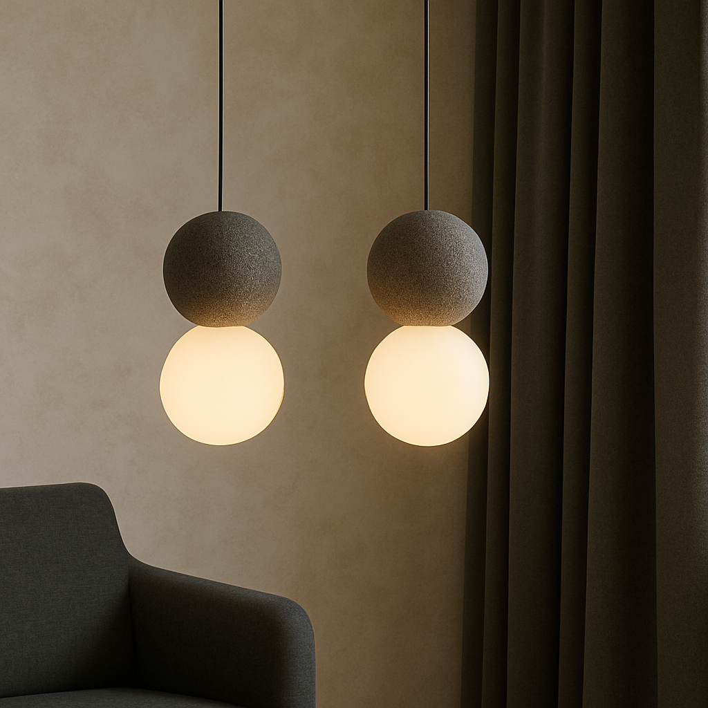 Minimalist Obsidian Stone Pendant Light for Focused Downward Illumination
