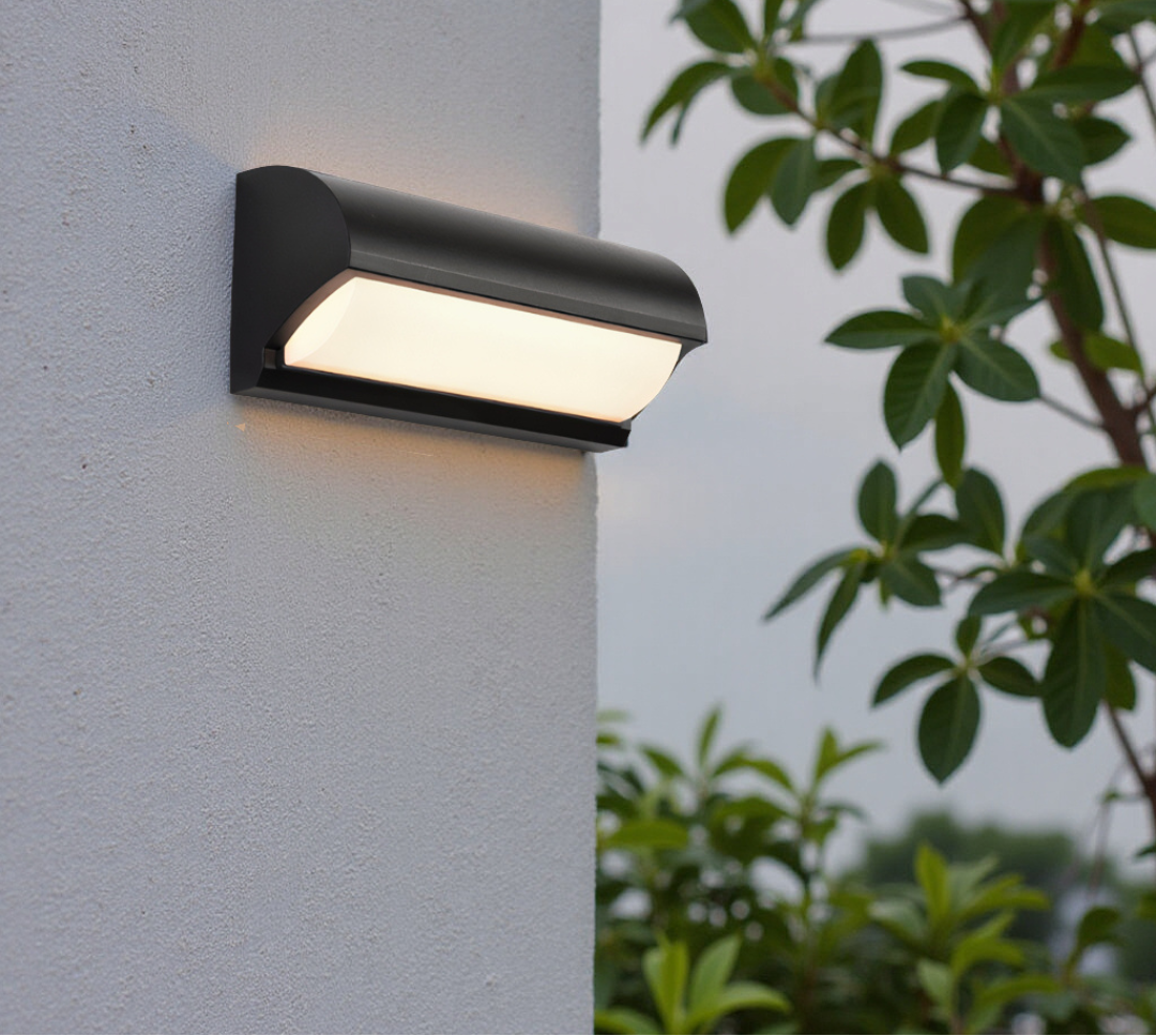 Black Rectangular LED Outdoor Wall Light For Exterior Illumination