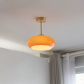 Glass Ceiling Light with Rounded Shade and Metal Stem