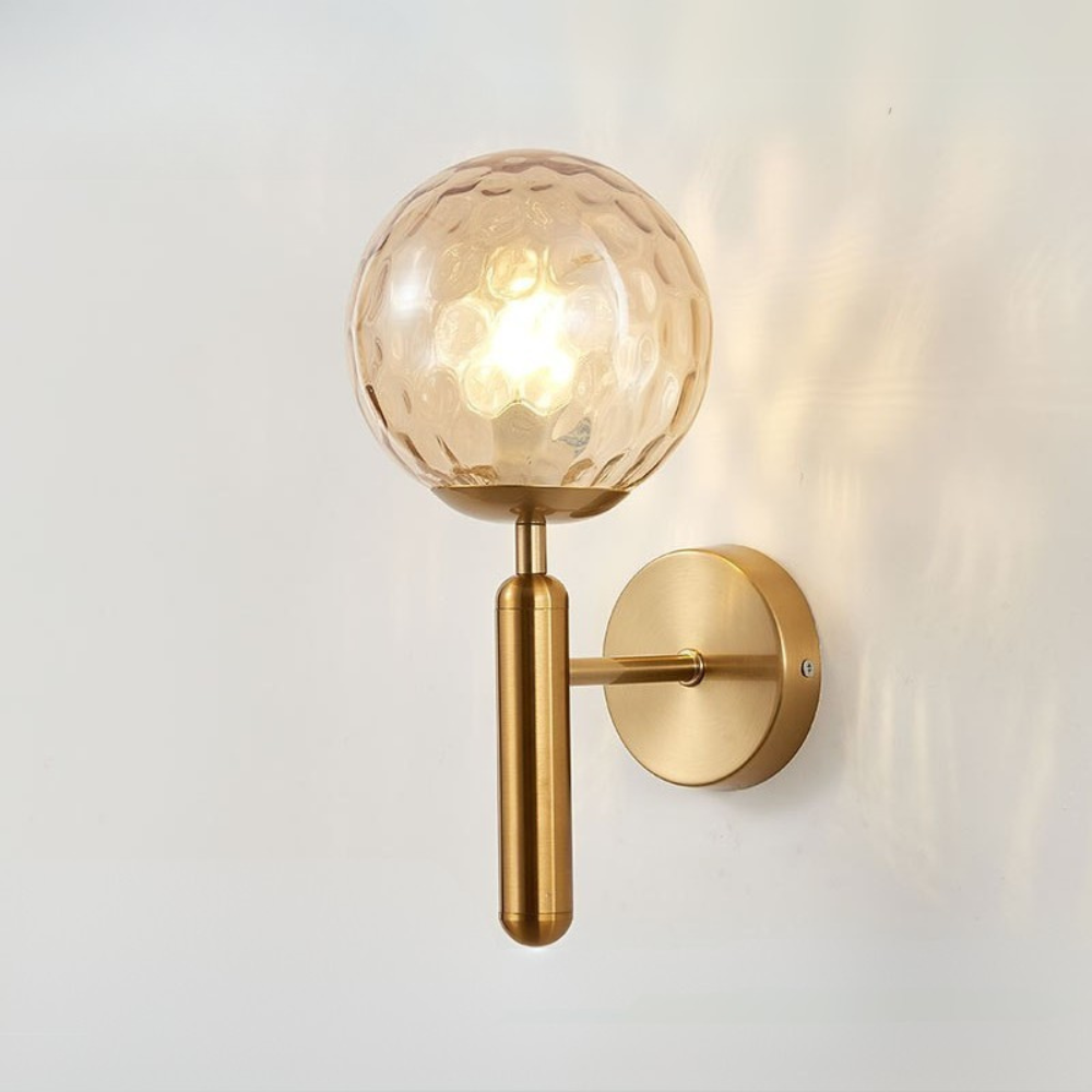 Aesthetic Nordic Sphere Wall Lamp Opal Glass Iron Lighting Fixture