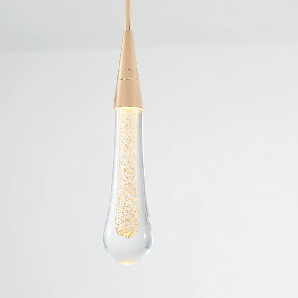 Gold Teardrop Crystal Pendant Light Hanging Fixture for Interior Lighting