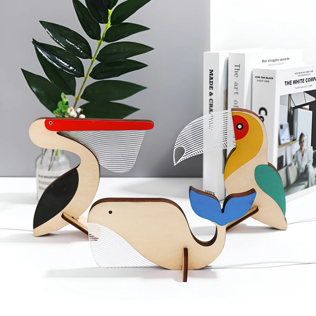 Nordic Wooden Animal LED Table Lamp for Ambient Lighting