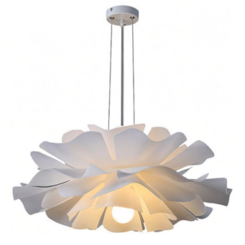 White Metal Flower Pendant Light With Acrylic Shade For Soft Illumination