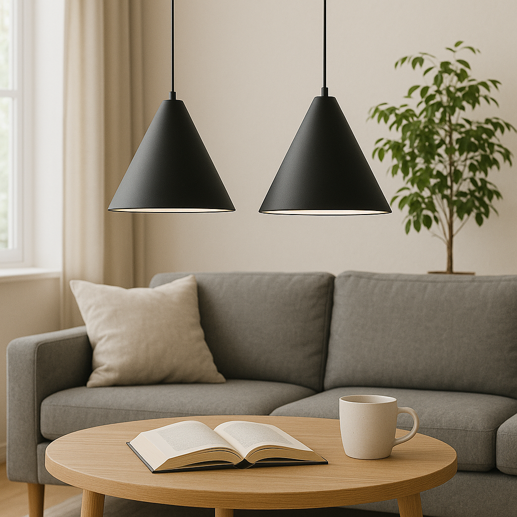 Modern Black Cone Pendant Lamp For Downward Focused Lighting