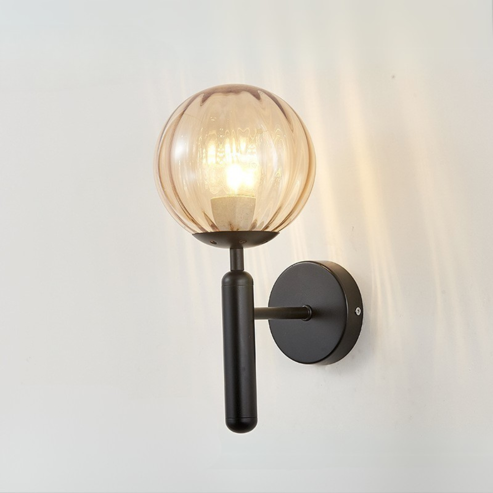 Aesthetic Nordic Sphere Wall Lamp Opal Glass Iron Lighting Fixture