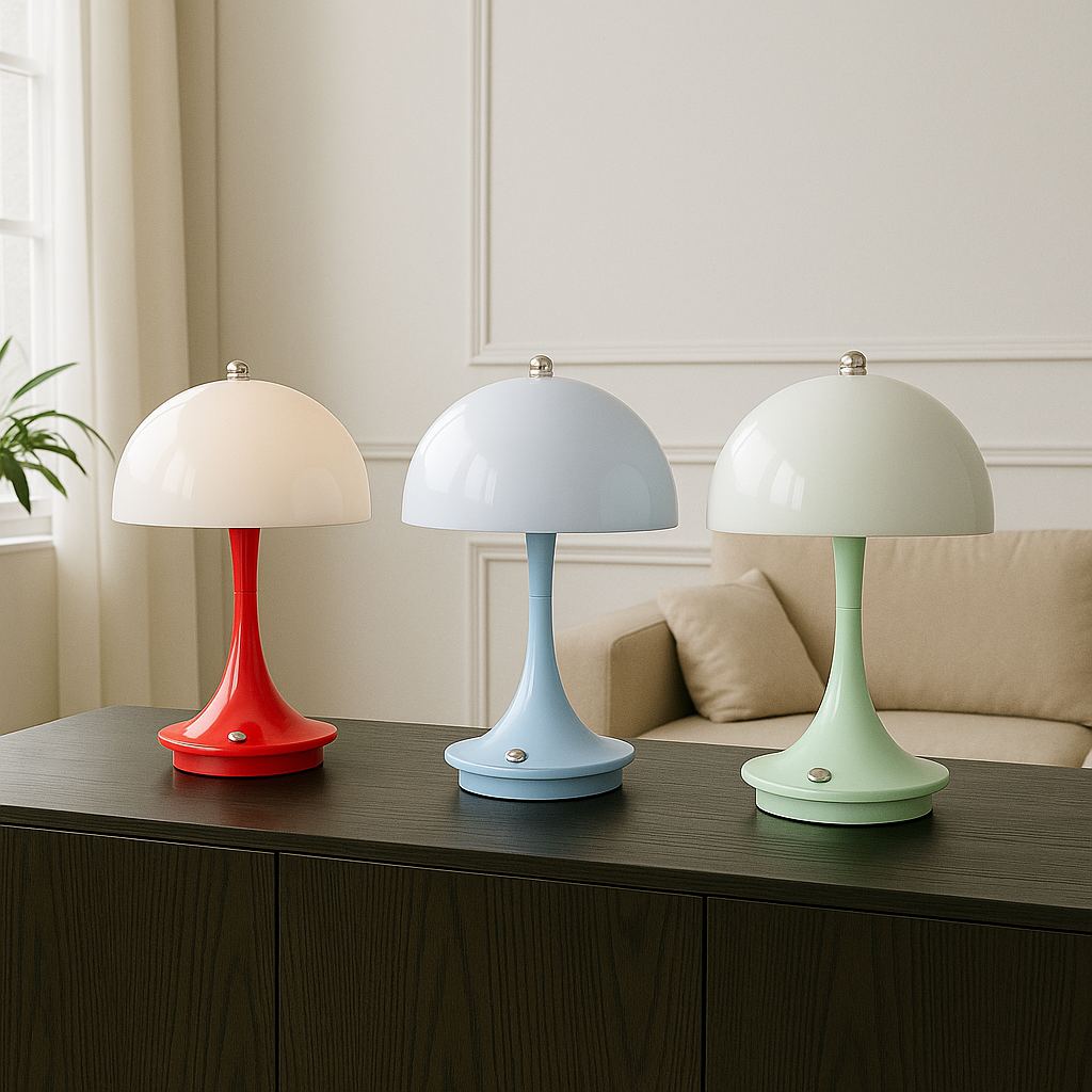 Mushroom Table Lamp Cordless Rechargeable Ambient Light Vintage Design