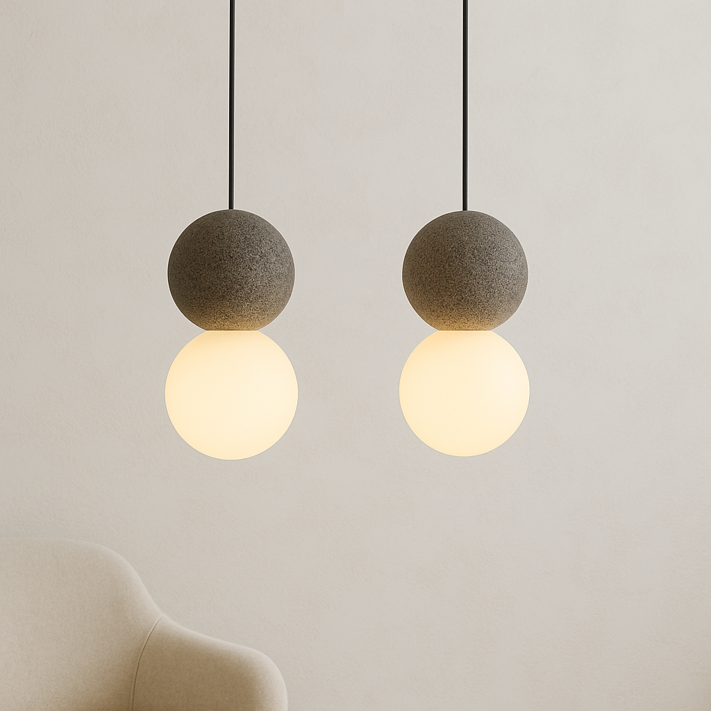 Minimalist Obsidian Stone Pendant Light for Focused Downward Illumination