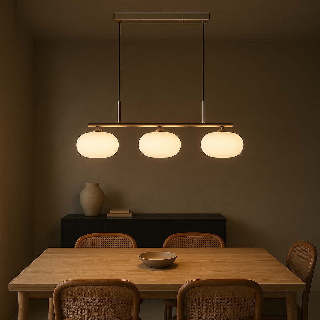 Modern 3-Light Bauhaus Linear Island Pendant Light for Even Illumination