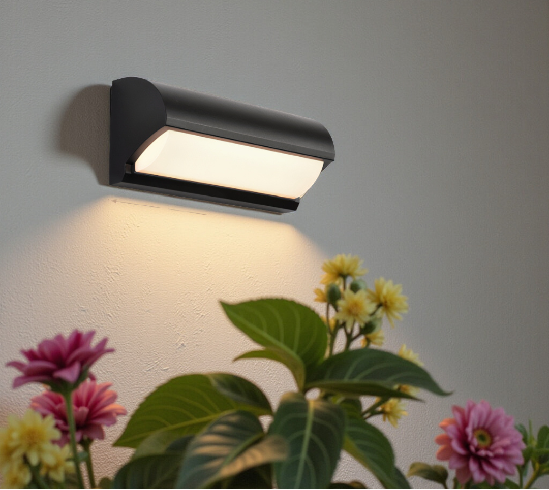 Black Rectangular LED Outdoor Wall Light For Exterior Illumination