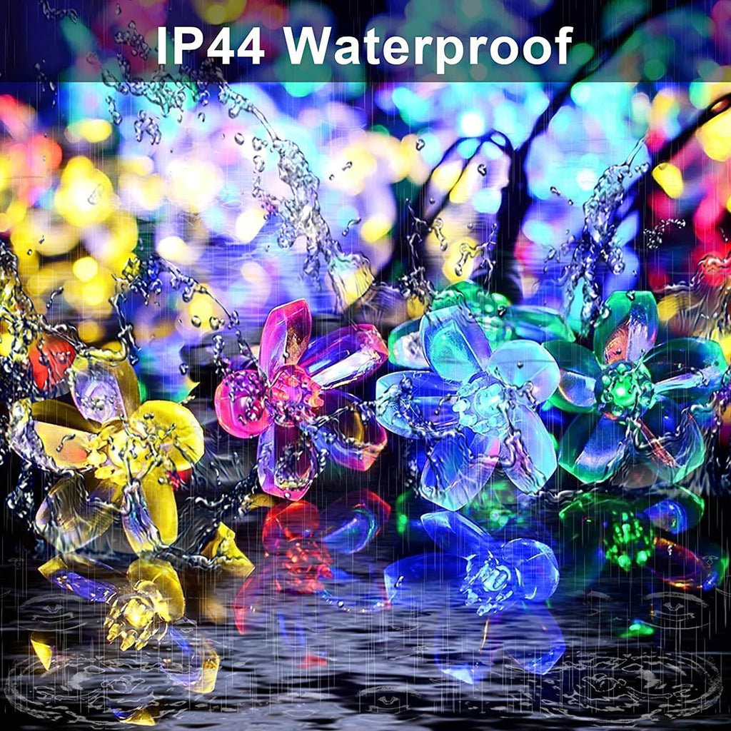 Solar Flower String Lights With Multicolour LED Outdoor Lighting