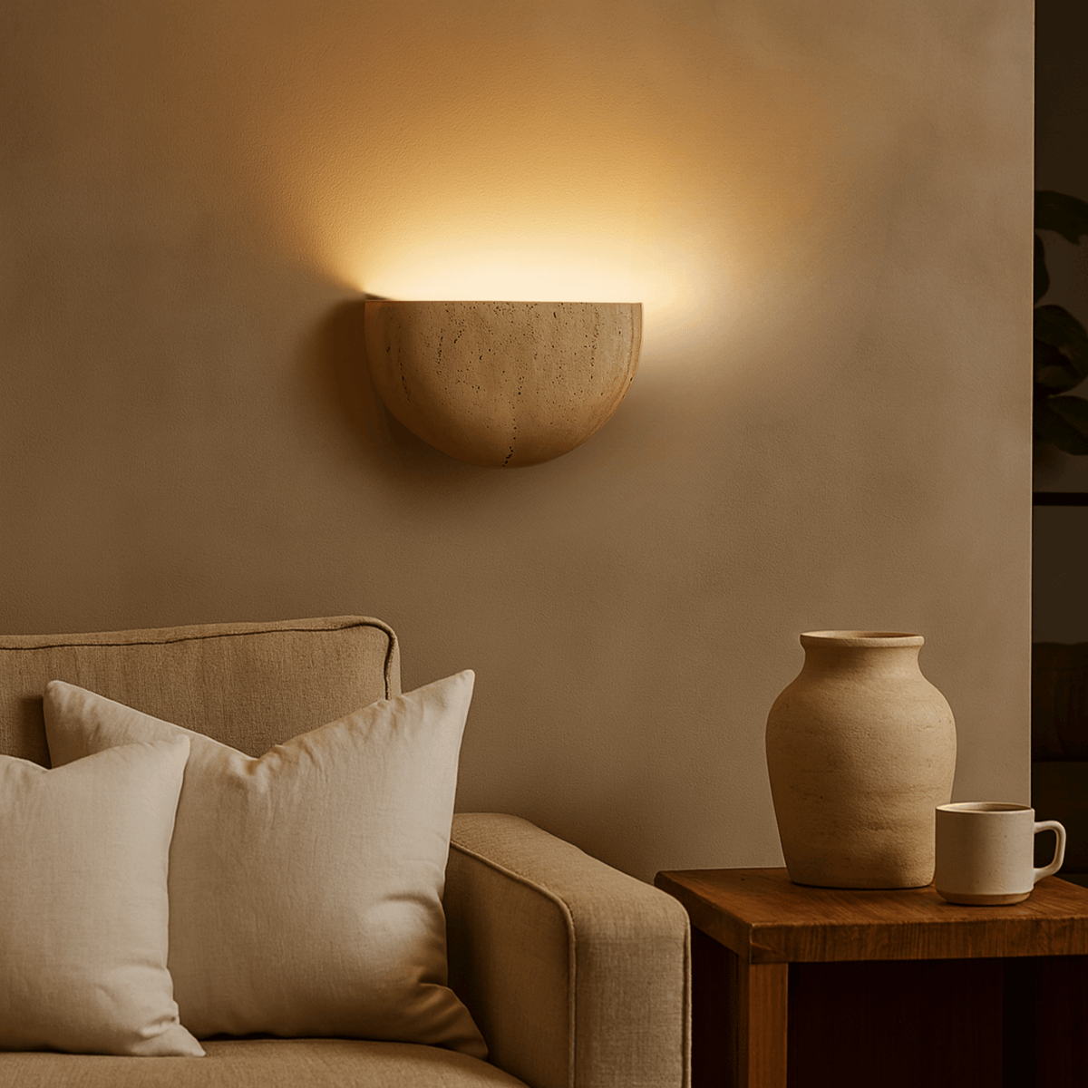 Wabi Sabi Stone Wall Sconce for Indirect Ambient Lighting