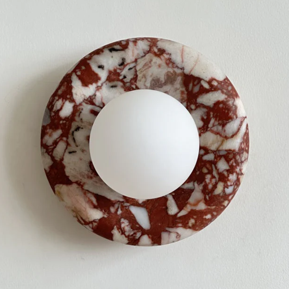 Marble Wall Sconce With Glass Globe for Indoor LED Lighting