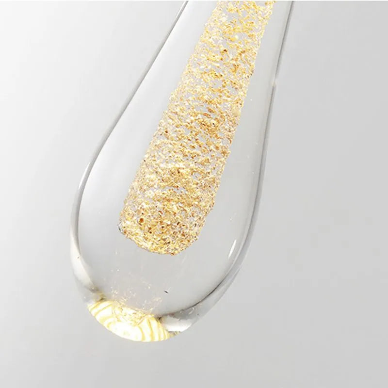 Gold Teardrop Crystal Pendant Light Hanging Fixture for Interior Lighting