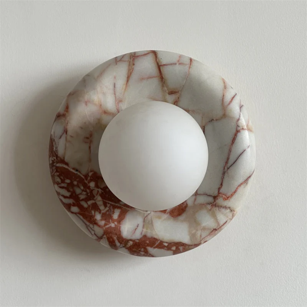 Marble Wall Sconce With Glass Globe for Indoor LED Lighting
