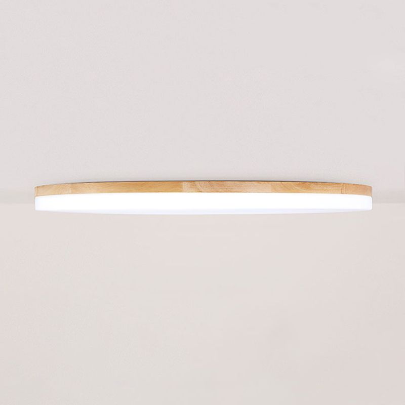 Round Wood Flush Mount Ceiling Light with Acrylic Diffuser for Soft Lighting