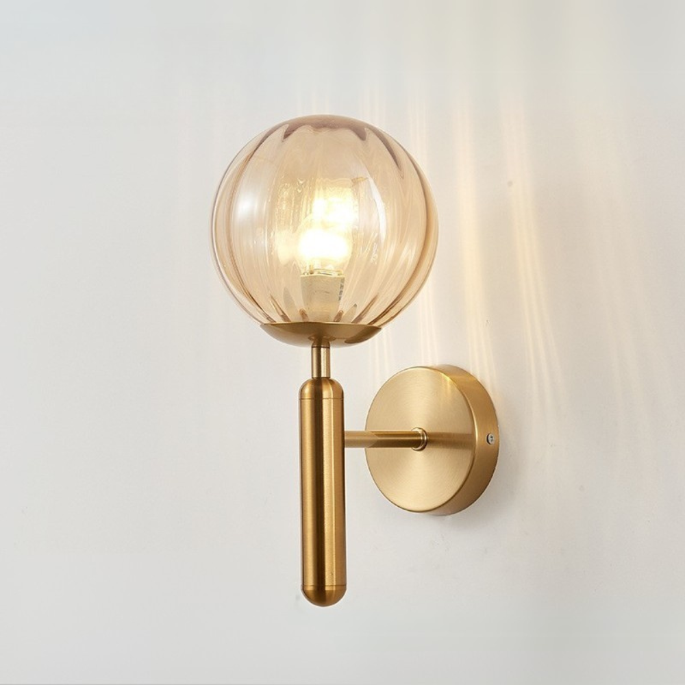 Aesthetic Nordic Sphere Wall Lamp Opal Glass Iron Lighting Fixture