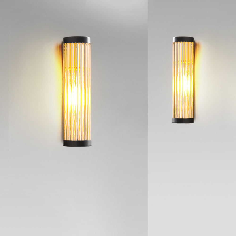 Modern Semi Cylinder Outdoor Wall Sconce Light With Metal Frame And Glass Shade