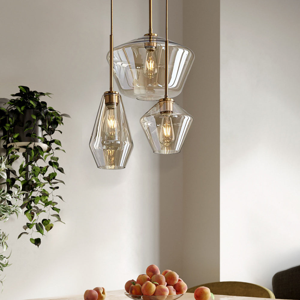 Prism Faceted Crystal Glass Pendant Light for Ambient Lighting