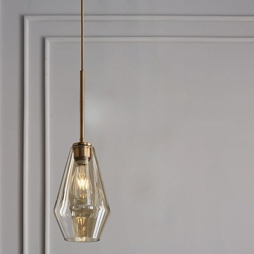 Prism Faceted Crystal Glass Pendant Light for Ambient Lighting