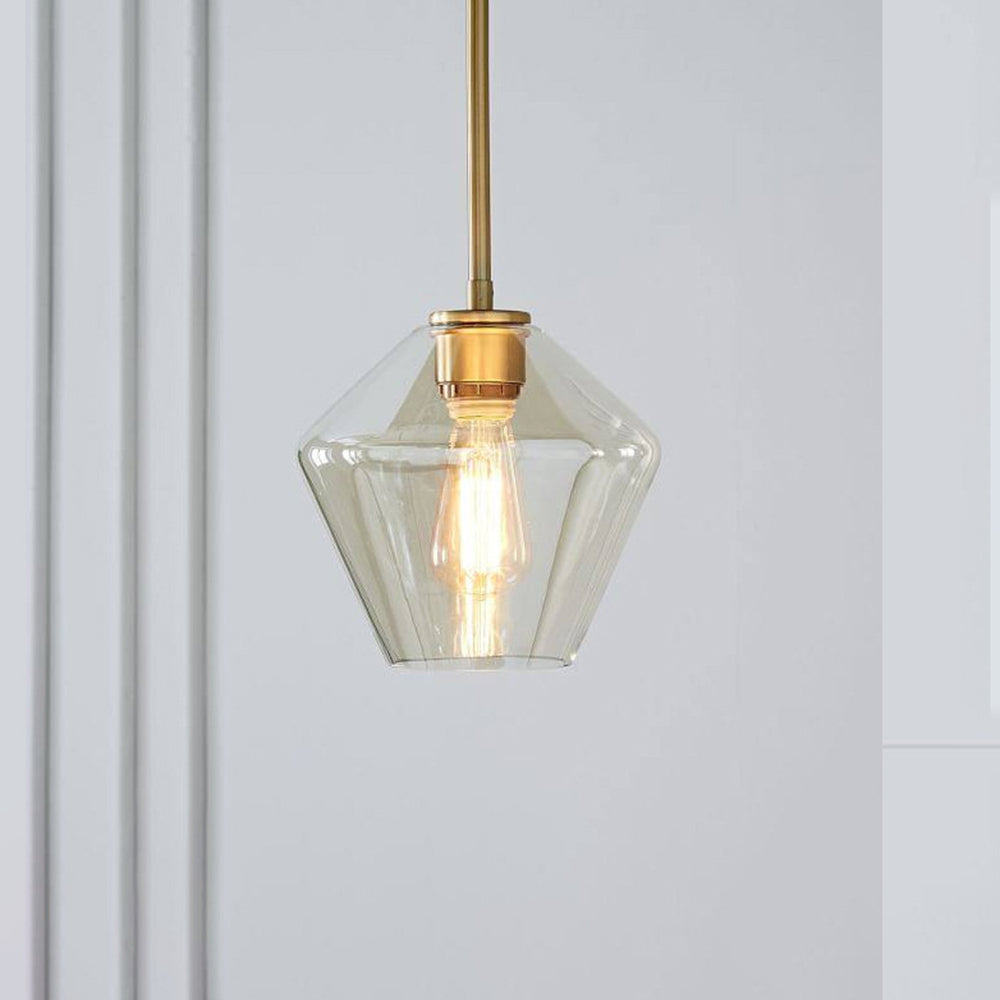 Prism Faceted Crystal Glass Pendant Light for Ambient Lighting