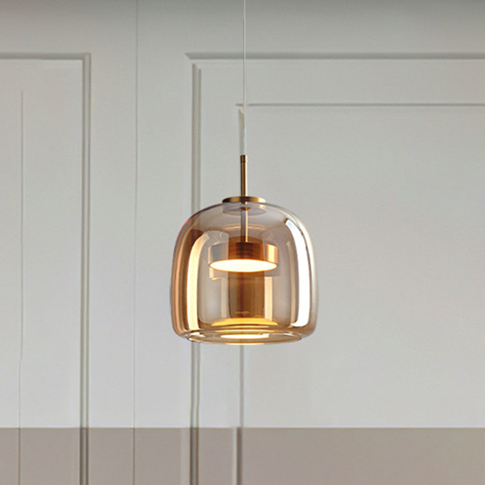 Liodell Round Clear Glass Pendant Lamp With Brass Fitting