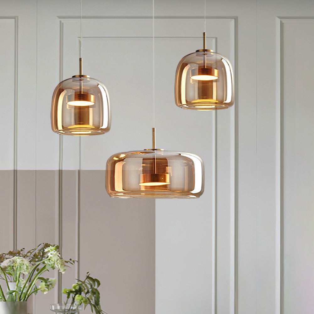 Liodell Round Clear Glass Pendant Lamp With Brass Fitting