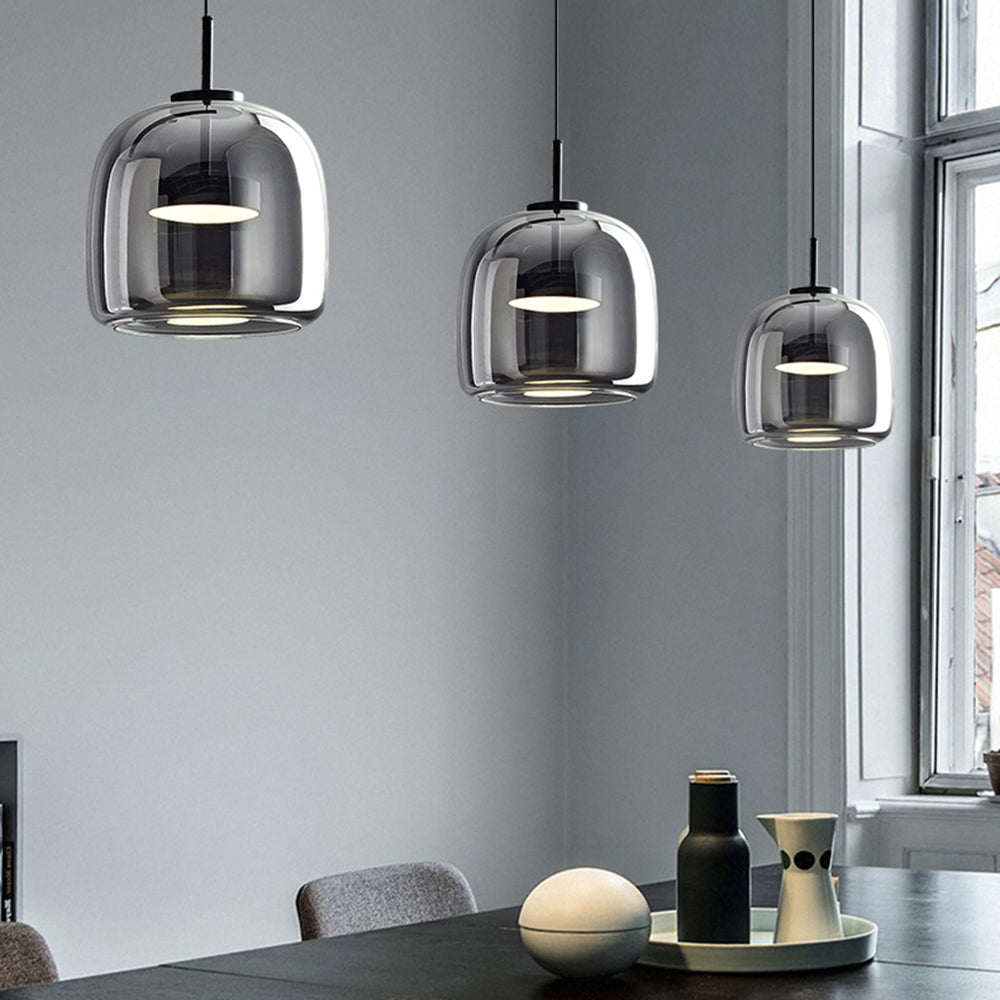 Liodell Round Clear Glass Pendant Lamp With Brass Fitting