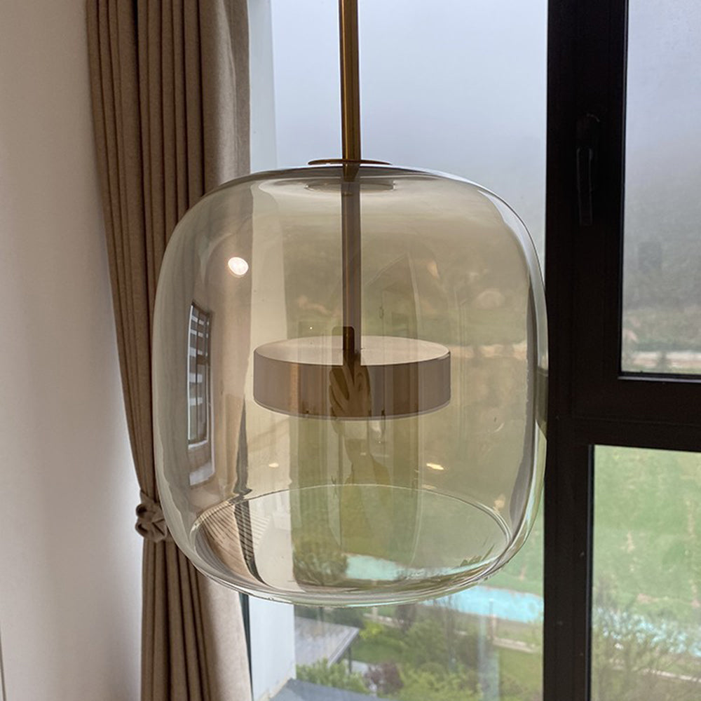 Liodell Round Clear Glass Pendant Lamp With Brass Fitting