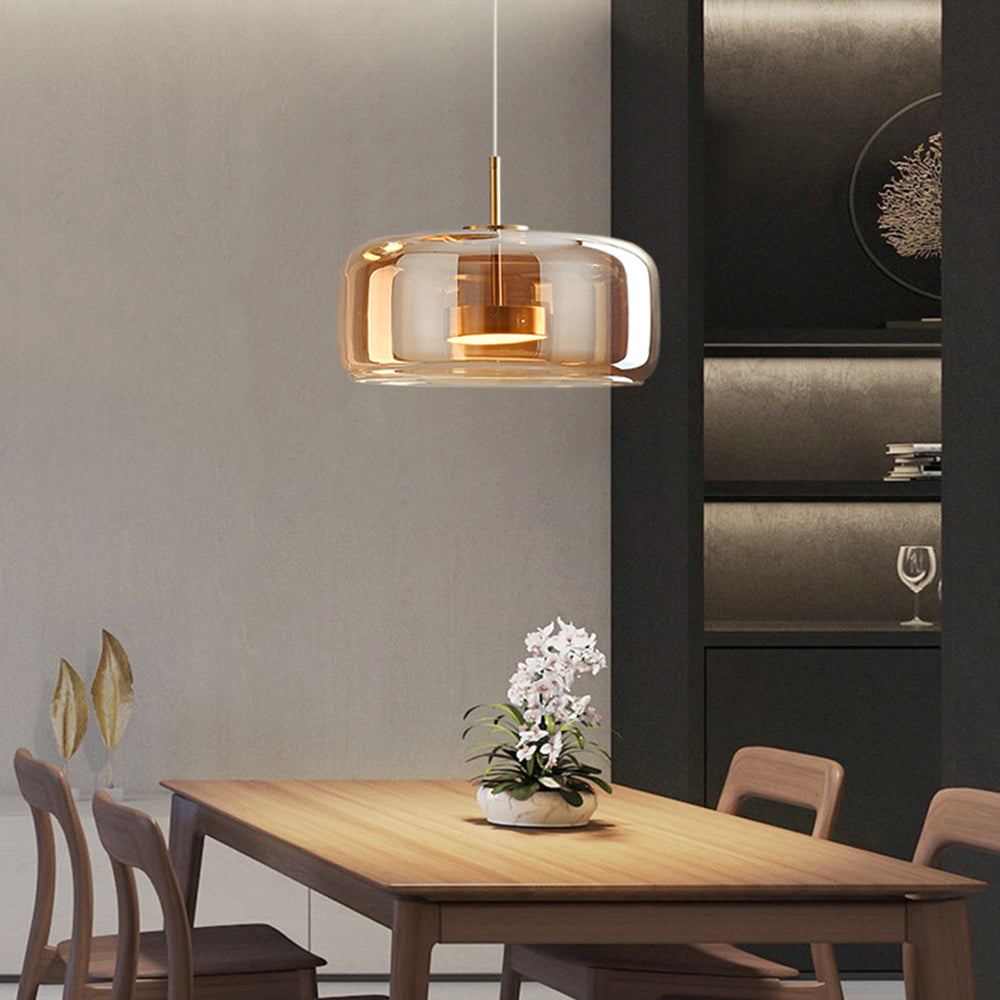 Liodell Round Clear Glass Pendant Lamp With Brass Fitting