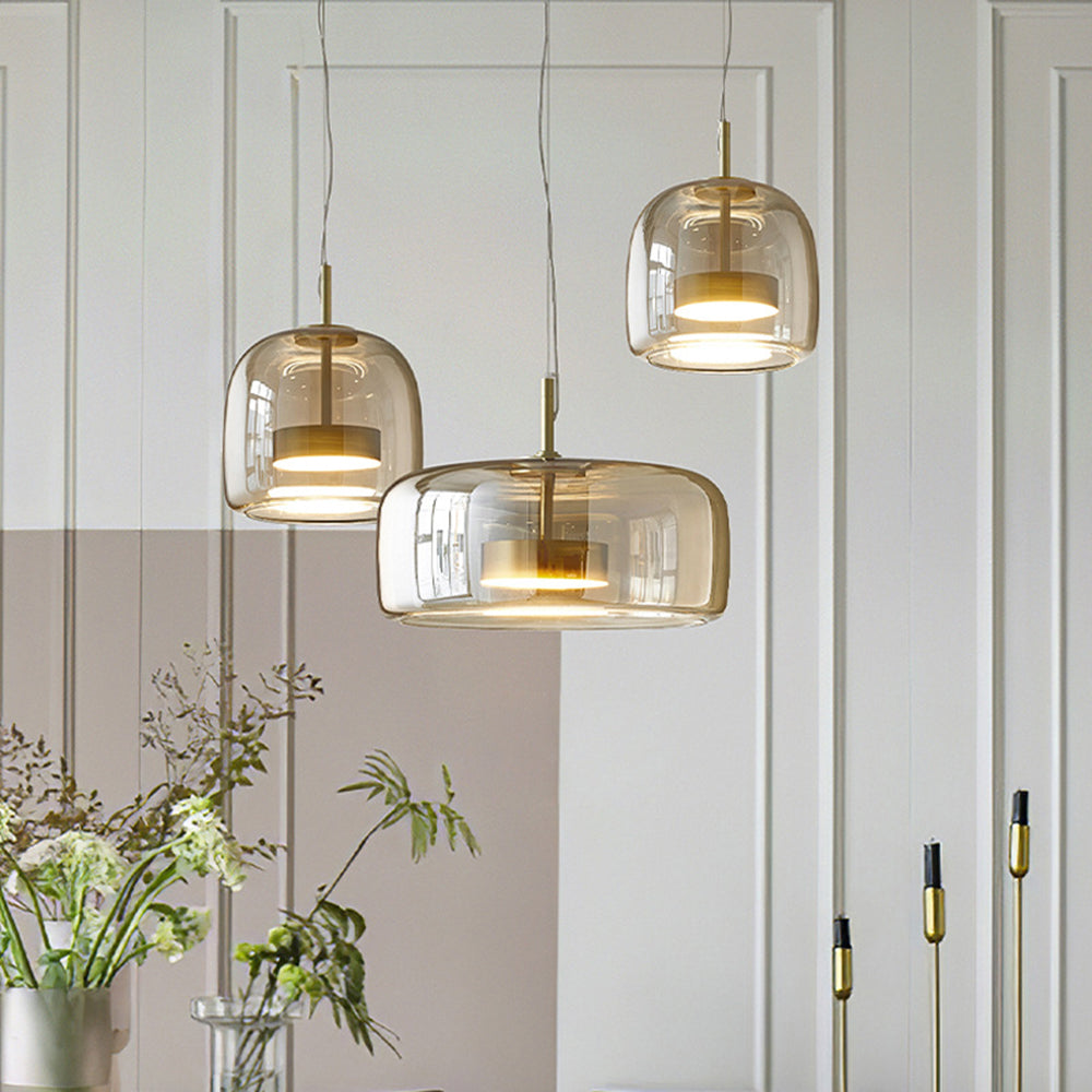 Liodell Round Clear Glass Pendant Lamp With Brass Fitting