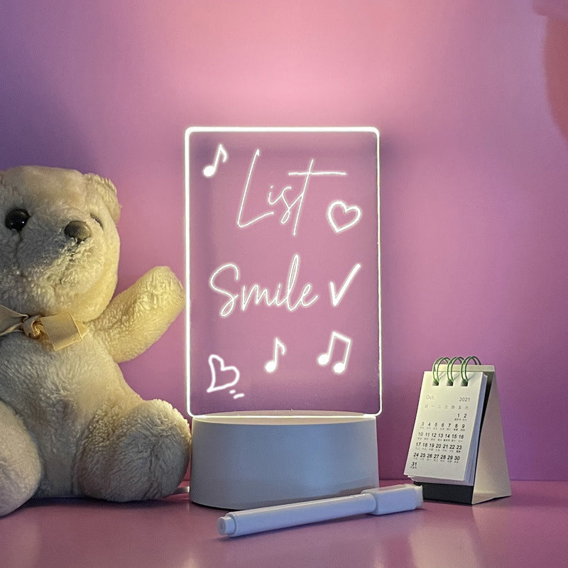 USB Powered Illuminated Acrylic Writing Board for Notes and Messages