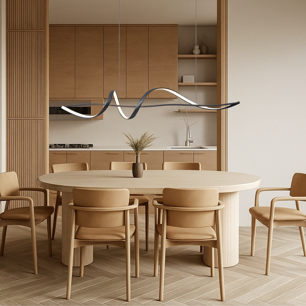 Modern Wave LED Pendant Light for Warm Ambient Illumination