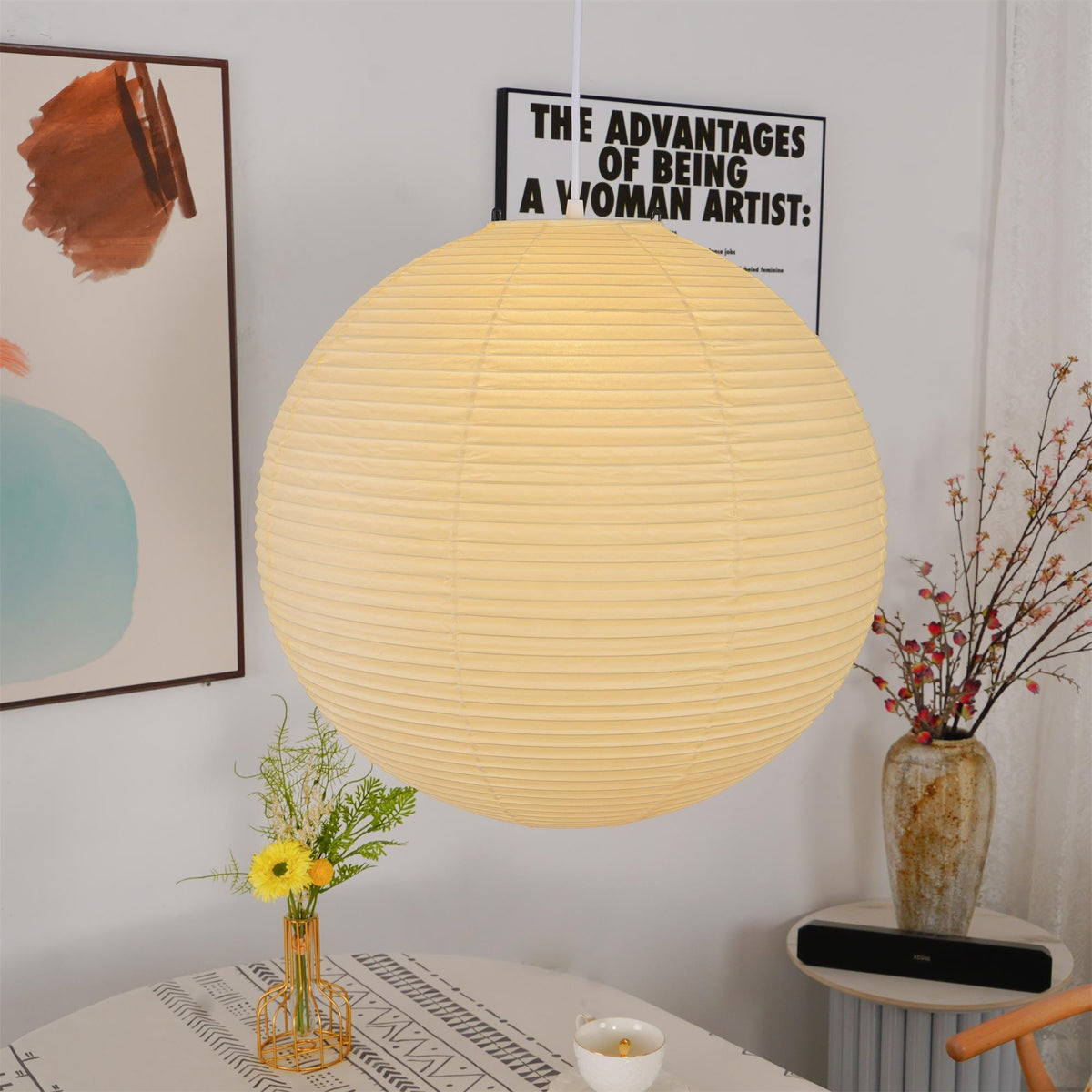 Japanese Inspired Paper Pendant Lamp for Soft Ambient Lighting