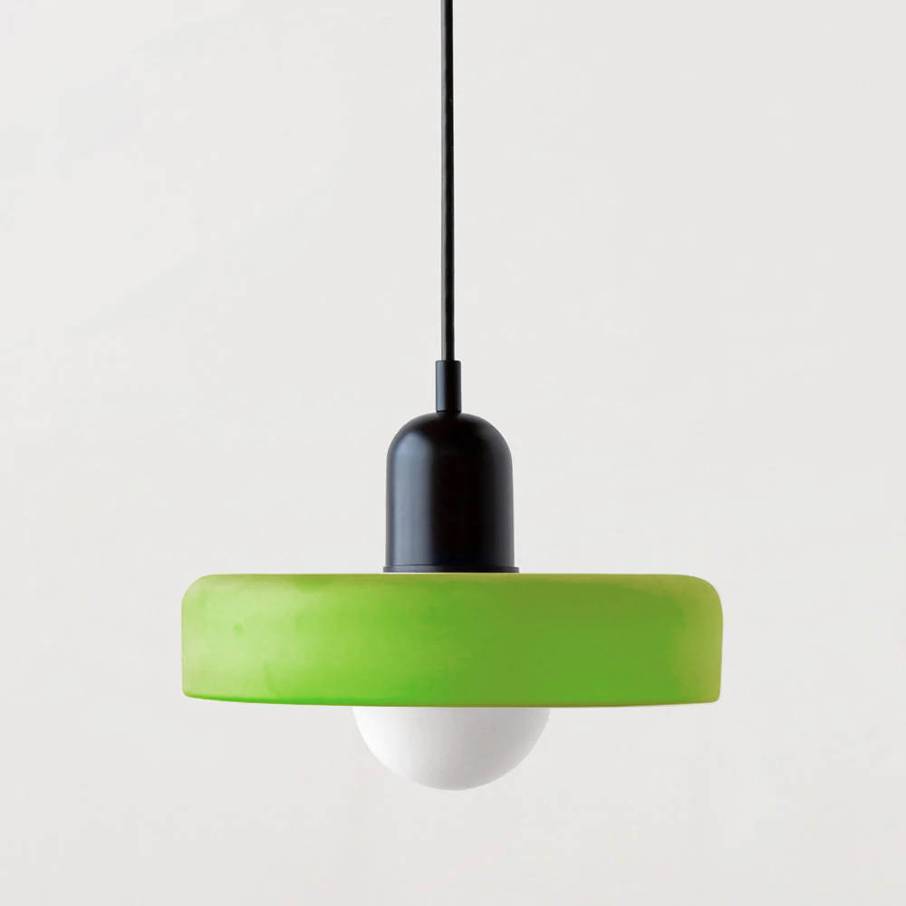 Bauhaus Style Glass Pendant Light with Adjustable Ring Shade