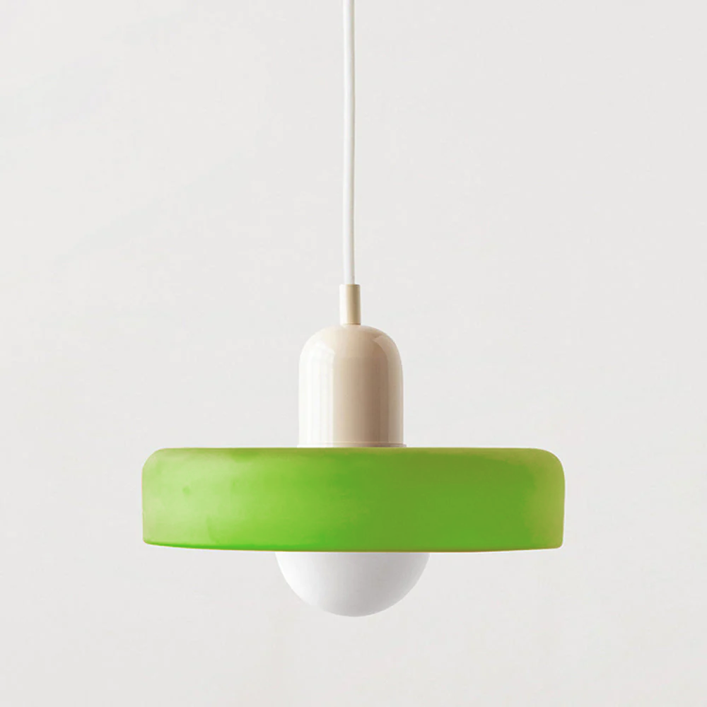 Bauhaus Style Glass Pendant Light with Adjustable Ring Shade