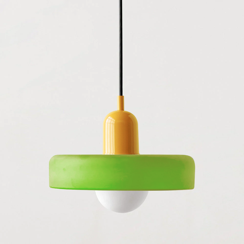 Bauhaus Style Glass Pendant Light with Adjustable Ring Shade