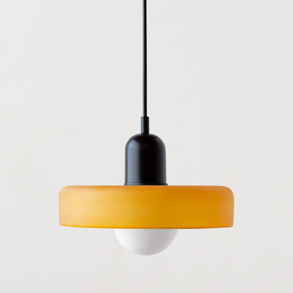 Bauhaus Style Glass Pendant Light with Adjustable Ring Shade