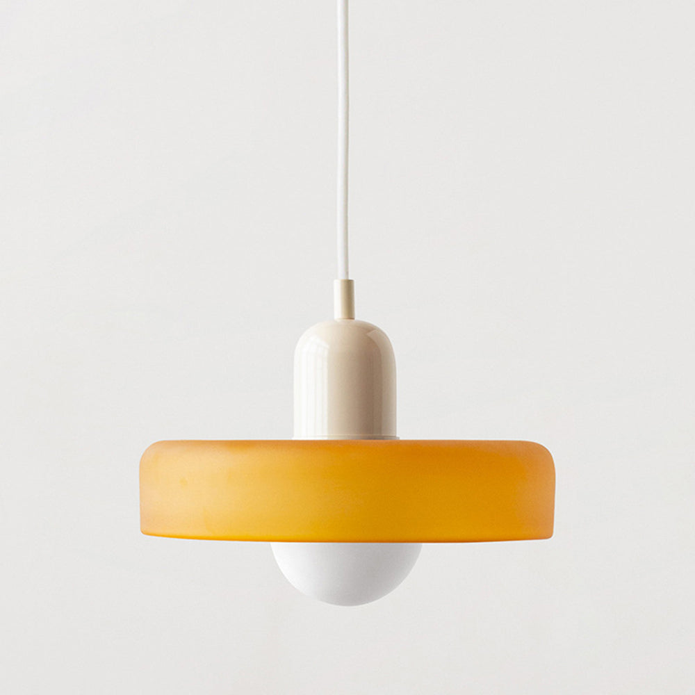 Bauhaus Style Glass Pendant Light with Adjustable Ring Shade