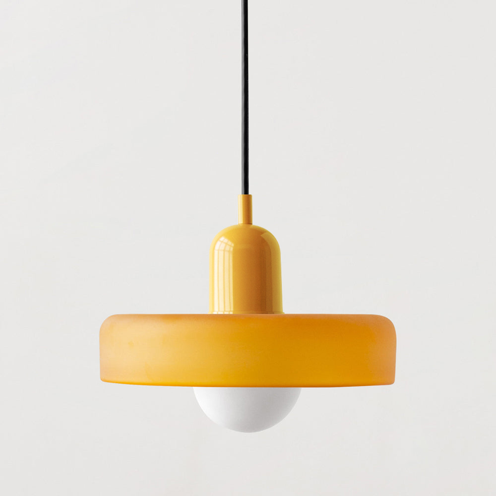 Bauhaus Style Glass Pendant Light with Adjustable Ring Shade