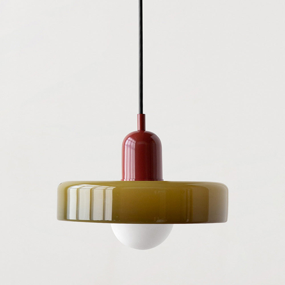Bauhaus Style Glass Pendant Light with Adjustable Ring Shade