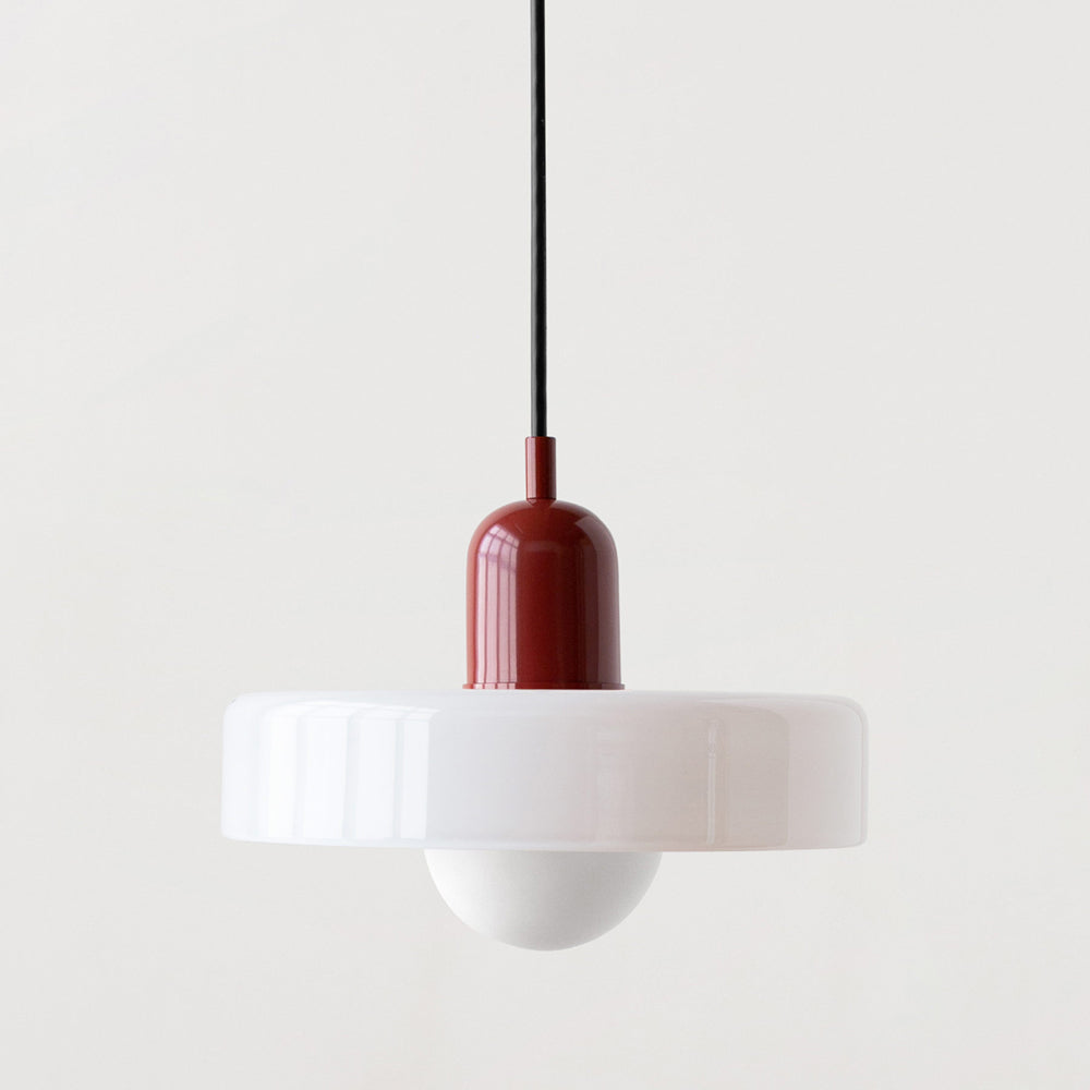 Bauhaus Style Glass Pendant Light with Adjustable Ring Shade
